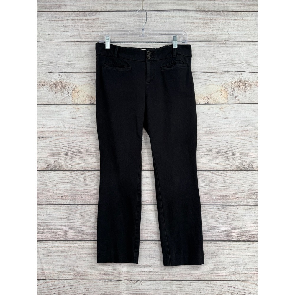 Anthropologie The Essential Slim Pants Women 6 Black Cropped Stretch Workwear